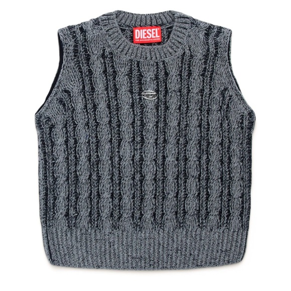 Diesel Gray Crewneck Cable Knit Sweater
